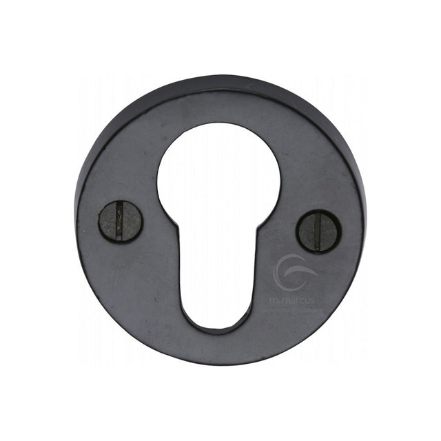 This is an image of a M.Marcus - Black Iron Rustic Euro Profile Cylinder Escutcheon, fb556 that is available to order from T.H Wiggans Ironmongery in Kendal.