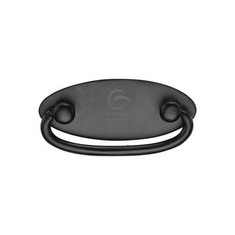 This is an image of a M.Marcus - Matt Black Rustic Iron Oval Drop Pull, fb6266 that is available to order from T.H Wiggans Ironmongery in Kendal.