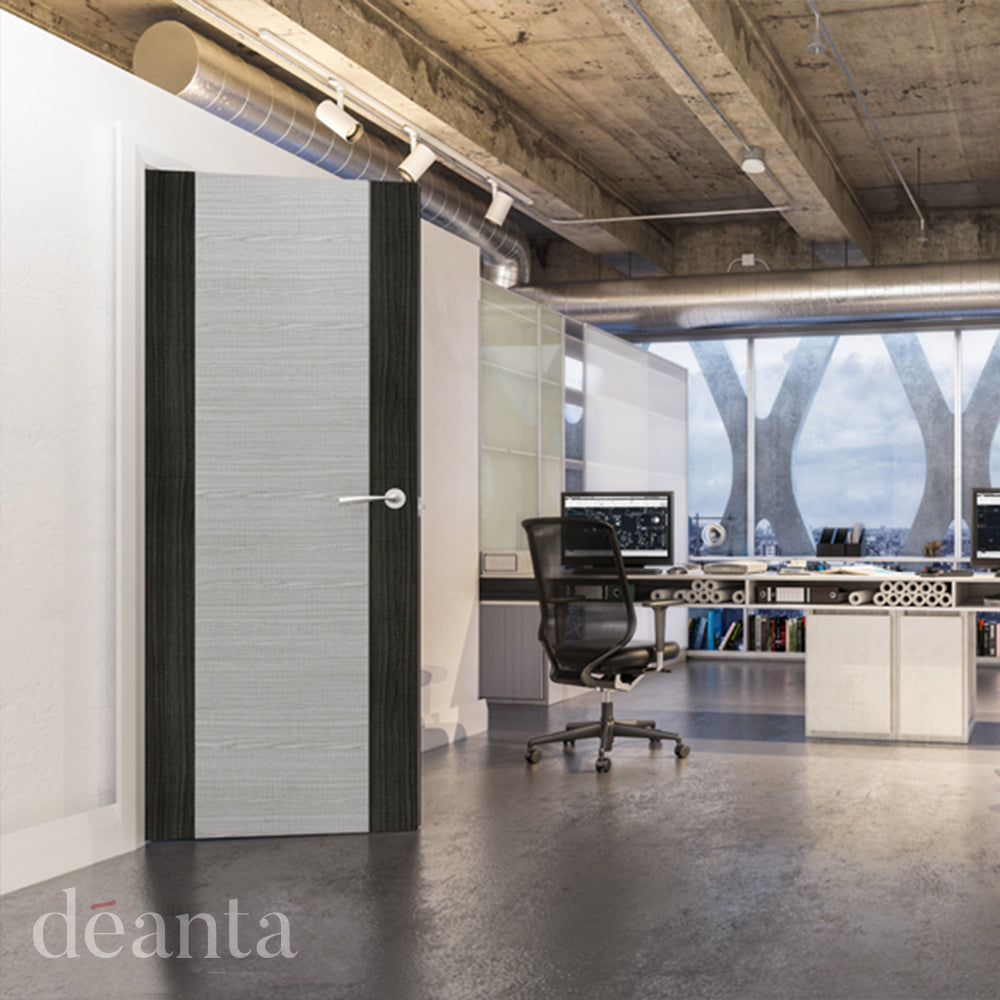 Deanta Flush Light Grey Ash Dark Grey Edges 6mm Lipping Doors