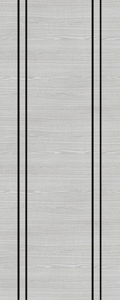 This is an image of Deanta Flush Light Grey Ash Vertical Inlay 6mm Lipping Doors available to order from T.H. Wiggans Ironmongery in Kendal