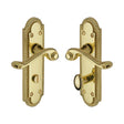 This is an image of a Heritage Brass - Door Handle for Bathroom Gainsborough Design Polished Brass Finish, g025-pb that is available to order from T.H Wiggans Ironmongery in Kendal.
