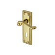 This is an image of a Heritage Brass - Door Handle Lever Lock Georgian Design Polished Brass Finish, g040-pb that is available to order from T.H Wiggans Ironmongery in Kendal.