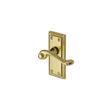 This is an image of a Heritage Brass - Door Handle Lever Latch Georgian Short Design Polished Brass Finish, g060-pb that is available to order from T.H Wiggans Ironmongery in Kendal.