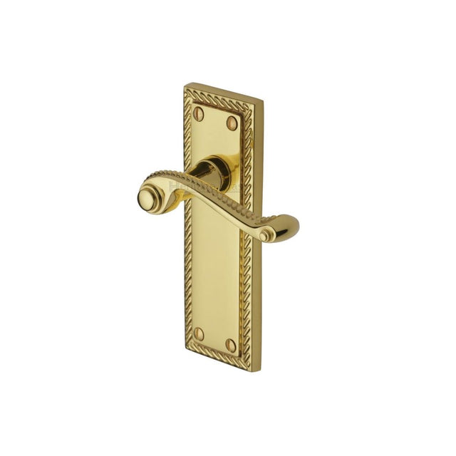 This is an image of a Heritage Brass - Door Handle Lever Latch Georgian Design Polished Brass Finish, g063-pb that is available to order from T.H Wiggans Ironmongery in Kendal.