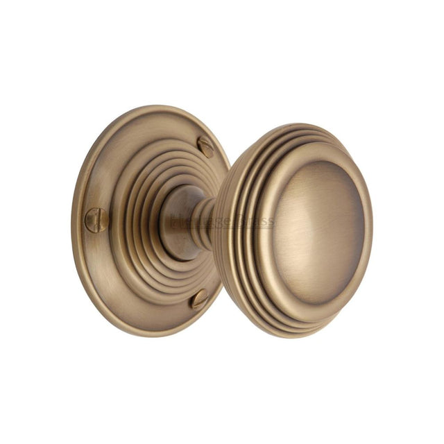 This is an image of a Heritage Brass - Mortice Knob on Rose Goodrich Design Antique Brass Finish, goo986-at that is available to order from T.H Wiggans Ironmongery in Kendal.