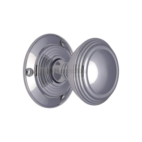 This is an image of a Heritage Brass - Mortice Knob on Rose Goodrich Design Polished Chrome Finish, goo986-pc that is available to order from T.H Wiggans Ironmongery in Kendal.