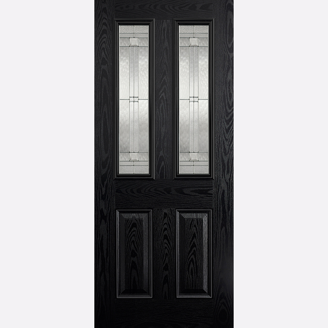 This is an image showing the LPD - Malton 2L Glazed External Pre-Finished Black Front Face With White Inside Face and Edges Doors Available to order from T.H. Wiggans Ironmongery in Kendal