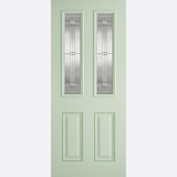 This is an image showing the LPD - Malton 2L Glazed External Pre-Finished Light Green Front Face With White Inside Face and Edges Doors Available to order from T.H. Wiggans Ironmongery in Kendal