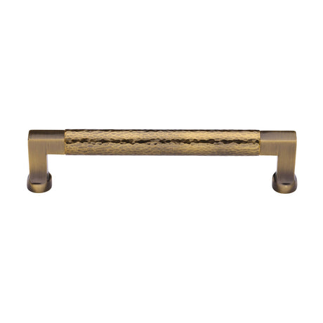 This is an image of a Heritage Brass - Cabinet Pull Bauhaus Hammered Design 160mm CTC Antique Brass Finish, ham0312-160-at that is available to order from T.H Wiggans Ironmongery in Kendal.