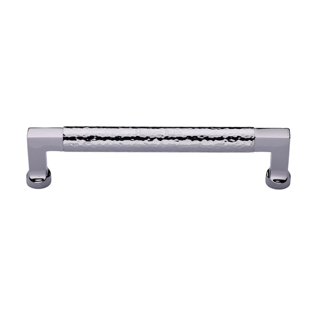 This is an image of a Heritage Brass - Cabinet Pull Bauhaus Hammered Design 160mm CTC Polished Chrome Finish, ham0312-160-pc that is available to order from T.H Wiggans Ironmongery in Kendal.