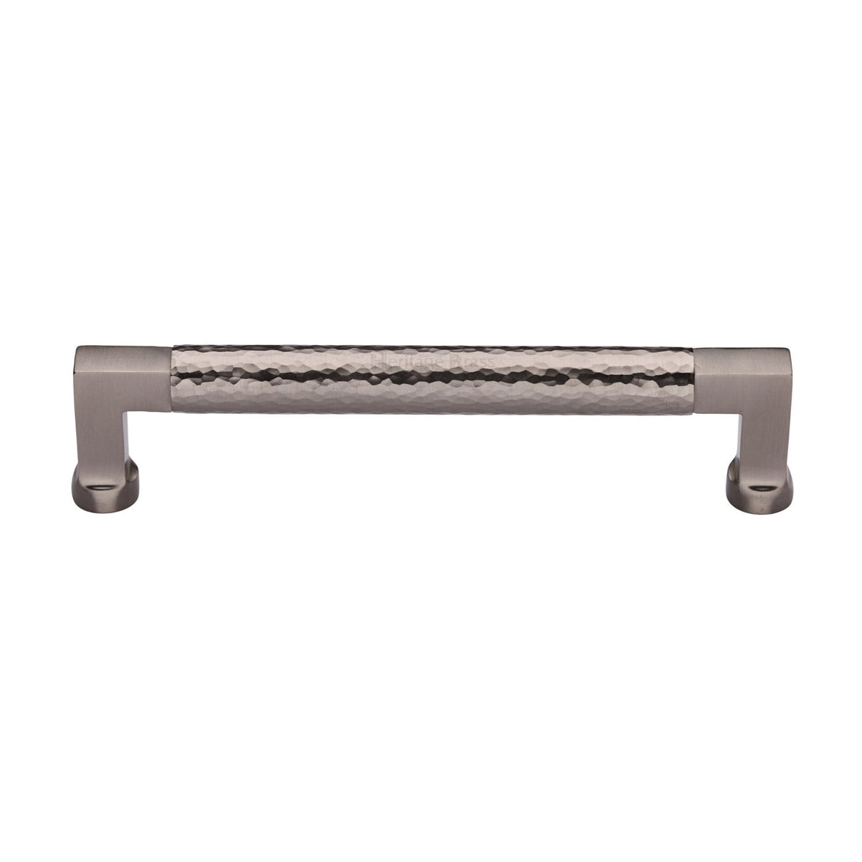 This is an image of a Heritage Brass - Cabinet Pull Bauhaus Hammered Design 160mm CTC Satin Nickel Finish, ham0312-160-sn that is available to order from T.H Wiggans Ironmongery in Kendal.