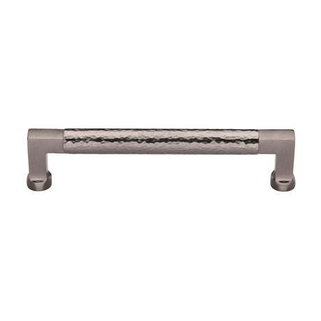 This is an image of a Heritage Brass - Cabinet Pull Bauhaus Hammered Design 160mm CTC Satin Nickel Finish, ham0312-160-sn that is available to order from T.H Wiggans Ironmongery in Kendal.