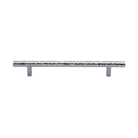 This is an image of a Heritage Brass - Cabinet Pull T-Bar Hammered Design 160mm CTC Polished Chrome Finish, ham0361-160-pc that is available to order from T.H Wiggans Ironmongery in Kendal.