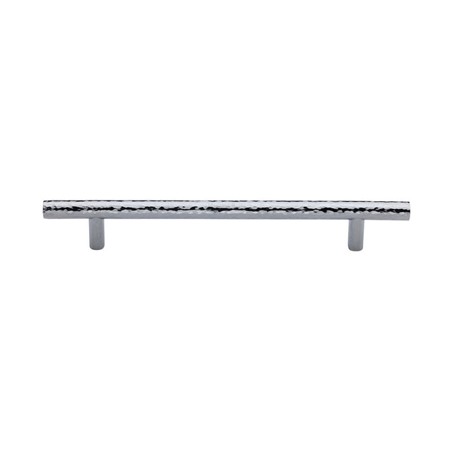 This is an image of a Heritage Brass - Cabinet Pull T-Bar Hammered Design 160mm CTC Polished Chrome Finish, ham0361-160-pc that is available to order from T.H Wiggans Ironmongery in Kendal.