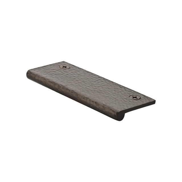 This is an image of a Heritage Brass - Hammered EP Edge Pull Cabinet Handle 100mm Matt Bronze finish, ham100-38-mb that is available to order from T.H Wiggans Ironmongery in Kendal.