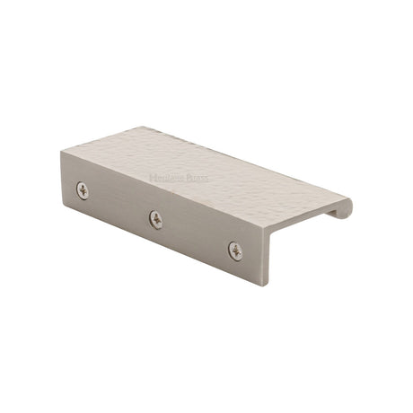 This is an image of a Heritage Brass - Hammered EPR Edge Pull Cabinet Handle 100mm Satin Nickel finish, ham100-40-sn that is available to order from T.H Wiggans Ironmongery in Kendal.
