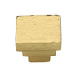 This is an image of a Heritage Brass - Cabinet Knob Square Stepped Hammered Design 32mm Polished Brass finish, ham3672-32-pb that is available to order from T.H Wiggans Ironmongery in Kendal.