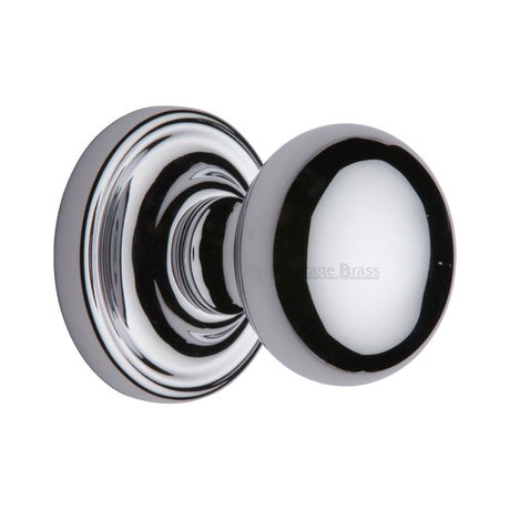 This is an image of a Heritage Brass - Mortice Knob on Rose Hampstead Design Polished Chrome Finish, ham8361-pc that is available to order from T.H Wiggans Ironmongery in Kendal.