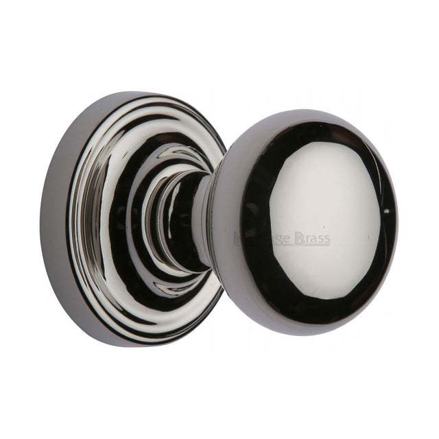 This is an image of a Heritage Brass - Mortice Knob on Rose Hampstead Design Polished Nickel Finish, ham8361-pnf that is available to order from T.H Wiggans Ironmongery in Kendal.