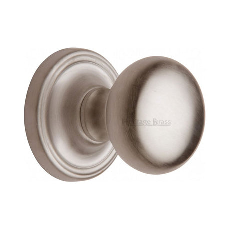This is an image of a Heritage Brass - Mortice Knob on Rose Hampstead Design Satin Nickel Finish, ham8361-sn that is available to order from T.H Wiggans Ironmongery in Kendal.