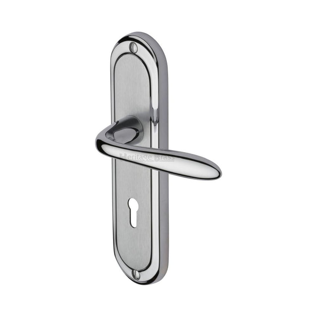 This is an image of a Heritage Brass - Door Handle Lever Lock Henley Design Apollo Finish, hen1200-ap that is available to order from T.H Wiggans Ironmongery in Kendal.