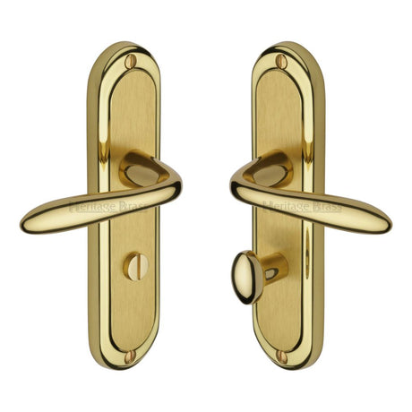 This is an image of a Heritage Brass - Door Handle for Bathroom Henley Design Mayfair Finish, hen1230-mf that is available to order from T.H Wiggans Ironmongery in Kendal.
