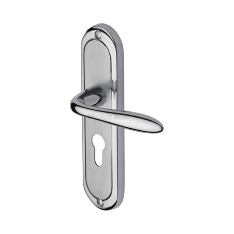 This is an image of a Heritage Brass - Door Handle for Euro Profile Plate Henley Design Apollo Finish, hen1248-ap that is available to order from T.H Wiggans Ironmongery in Kendal.