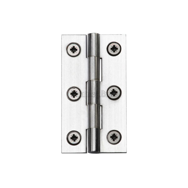 This is an image of a Heritage Brass - Hinge Brass 2 1/2" x 1 3/8" Satin Chrome Finish, hg99-120-sc that is available to order from T.H Wiggans Ironmongery in Kendal.