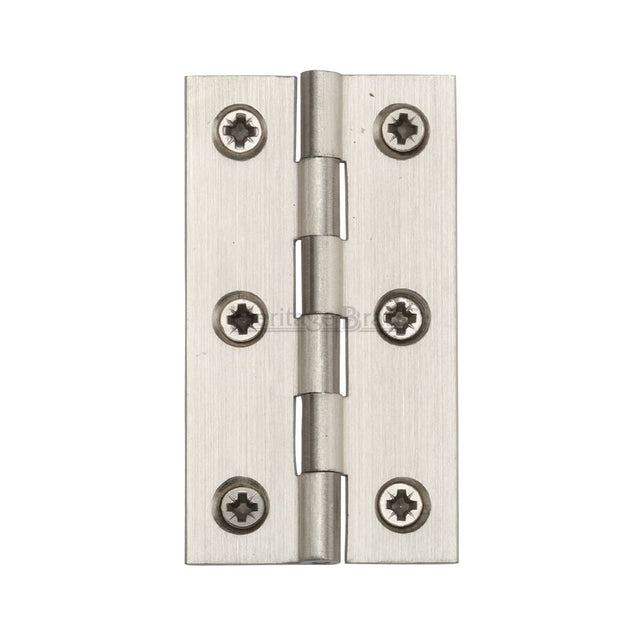 This is an image of a Heritage Brass - Hinge Brass 3" x 1 5/8" Satin Nickel Finish, hg99-125-sn that is available to order from T.H Wiggans Ironmongery in Kendal.