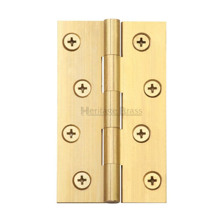This is an image of a Heritage Brass - Hinge Brass 4" x 2 3/8" Natural Brass Finish, hg99-130-nb that is available to order from T.H Wiggans Ironmongery in Kendal.