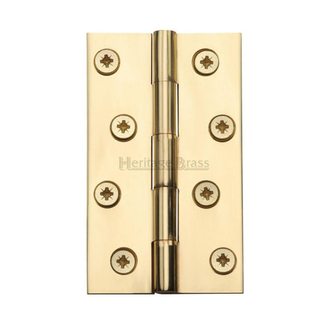 This is an image of a Heritage Brass - Hinge Brass 4" x 2 3/8" Polished Brass Finish, hg99-130-pb that is available to order from T.H Wiggans Ironmongery in Kendal.