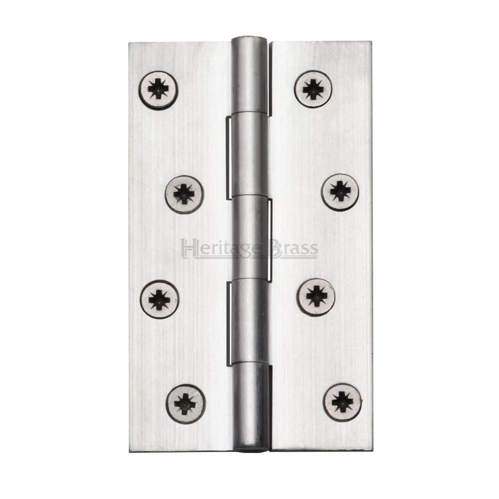 This is an image of a Heritage Brass - Hinge Brass 4" x 2 3/8" Satin Chrome Finish, hg99-130-sc that is available to order from T.H Wiggans Ironmongery in Kendal.