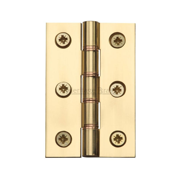 This is an image of a Heritage Brass - Hinge Brass with Phosphor Washers 3" x 2" Polished Brass Finish, hg99-345-pb that is available to order from T.H Wiggans Ironmongery in Kendal.