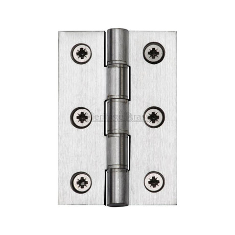 This is an image of a Heritage Brass - Hinge Brass with Phosphor Washers 3" x 2" Satin Chrome Finish, hg99-345-sc that is available to order from T.H Wiggans Ironmongery in Kendal.