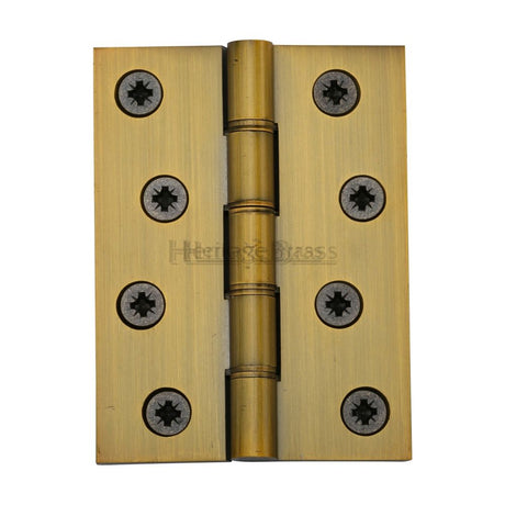This is an image of a Heritage Brass - Hinge Brass with Phosphor Washers 4" x 3" Antique Brass Finish, hg99-355-at that is available to order from T.H Wiggans Ironmongery in Kendal.