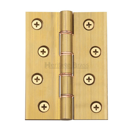 This is an image of a Heritage Brass - Hinge Brass with Phosphor Washers 4" x 3" Natural Brass Finish, hg99-355-nb that is available to order from T.H Wiggans Ironmongery in Kendal.