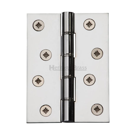 This is an image of a Heritage Brass - Hinge Brass with Phosphor Washers 4" x 3" Polished Chrome Finish, hg99-355-pc that is available to order from T.H Wiggans Ironmongery in Kendal.