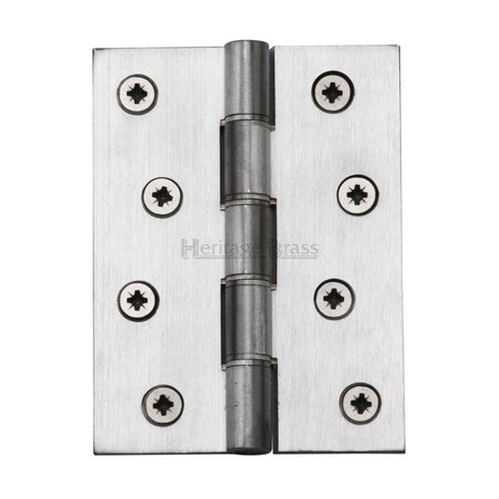 This is an image of a Heritage Brass - Hinge Brass with Phosphor Washers 4" x 3" Satin Chrome Finish, hg99-355-sc that is available to order from T.H Wiggans Ironmongery in Kendal.