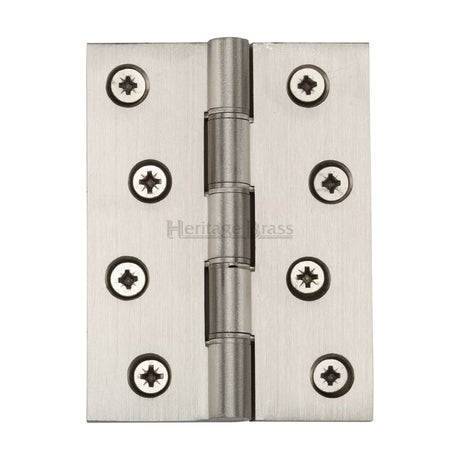 This is an image of a Heritage Brass - Hinge Brass with Phosphor Washers 4" x 3" Satin Nickel Finish, hg99-355-sn that is available to order from T.H Wiggans Ironmongery in Kendal.