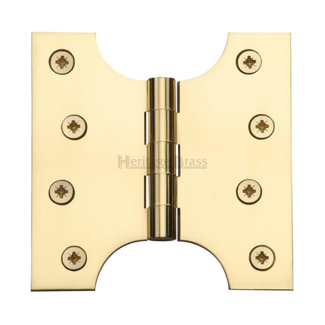 This is an image of a Heritage Brass - Parliament Hinge Brass 4" x 2" x 4" Polished Brass Finish, hg99-385-pb that is available to order from T.H Wiggans Ironmongery in Kendal.