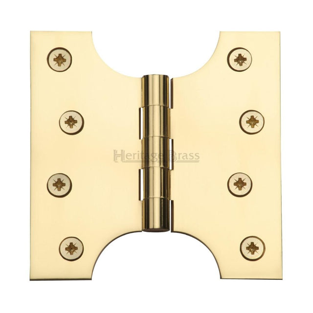 This is an image of a Heritage Brass - Parliament Hinge Brass 4" x 2" x 4" Polished Brass Finish, hg99-385-pb that is available to order from T.H Wiggans Ironmongery in Kendal.