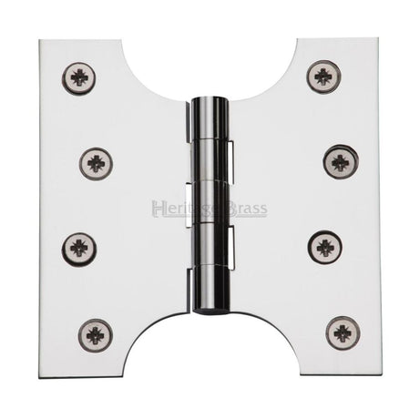 This is an image of a Heritage Brass - Parliament Hinge Brass 4" x 2" x 4" Polished Chrome Finish, hg99-385-pc that is available to order from T.H Wiggans Ironmongery in Kendal.