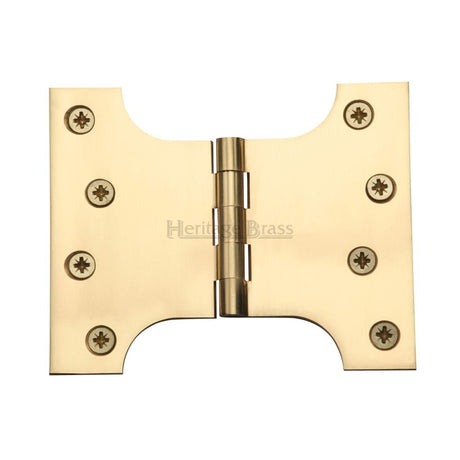 This is an image of a Heritage Brass - Parliament Hinge Brass 4" x 3" x 5" Polished Brass Finish, hg99-390-pb that is available to order from T.H Wiggans Ironmongery in Kendal.