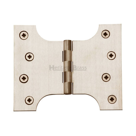 This is an image of a Heritage Brass - Parliament Hinge Brass 4" x 3" x 5" Satin Nickel Finish, hg99-390-sn that is available to order from T.H Wiggans Ironmongery in Kendal.
