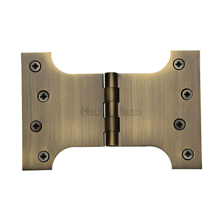 This is an image of a Heritage Brass - Parliament Hinge Brass 4" x 4" x 6" Antique Brass Finish, hg99-395-at that is available to order from T.H Wiggans Ironmongery in Kendal.