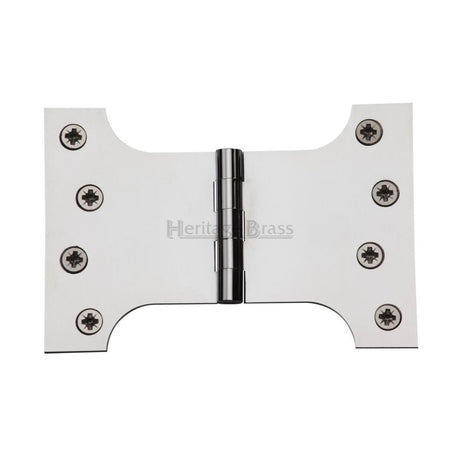 This is an image of a Heritage Brass - Parliament Hinge Brass 4" x 4" x 6" Polished Chrome Finish, hg99-395-pc that is available to order from T.H Wiggans Ironmongery in Kendal.