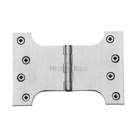 This is an image of a Heritage Brass - Parliament Hinge Brass 4" x 4" x 6" Satin Chrome Finish, hg99-395-sc that is available to order from T.H Wiggans Ironmongery in Kendal.
