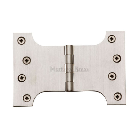 This is an image of a Heritage Brass - Parliament Hinge Brass 4" x 4" x 6" Satin Nickel Finish, hg99-395-sn that is available to order from T.H Wiggans Ironmongery in Kendal.
