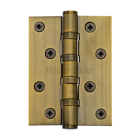 This is an image of a Heritage Brass - Hinge Brass with Ball Bearing 4" x 3" Antique Brass Finish, hg99-400-at that is available to order from T.H Wiggans Ironmongery in Kendal.