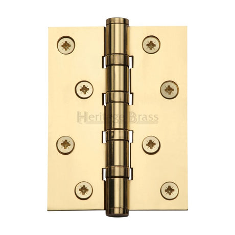 This is an image of a Heritage Brass - Hinge Brass with Ball Bearing 4" x 3" Polished Brass Finish, hg99-400-pb that is available to order from T.H Wiggans Ironmongery in Kendal.